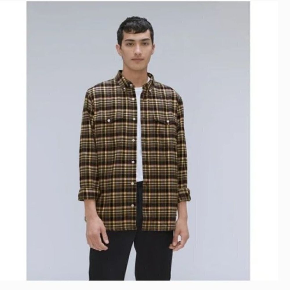 NWT Men's Everlane Casual Fall Flannel Button Down Western Shirt Size Large